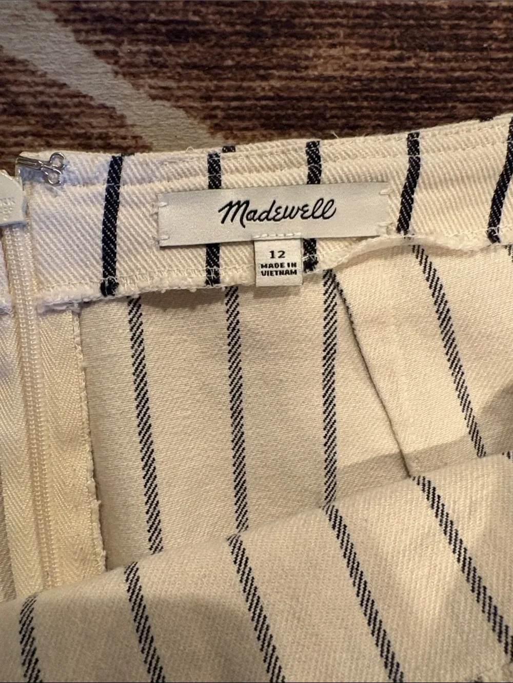 Madewell Cream and Blue denim Striped Mini Skirt - Picture 3 of 4
